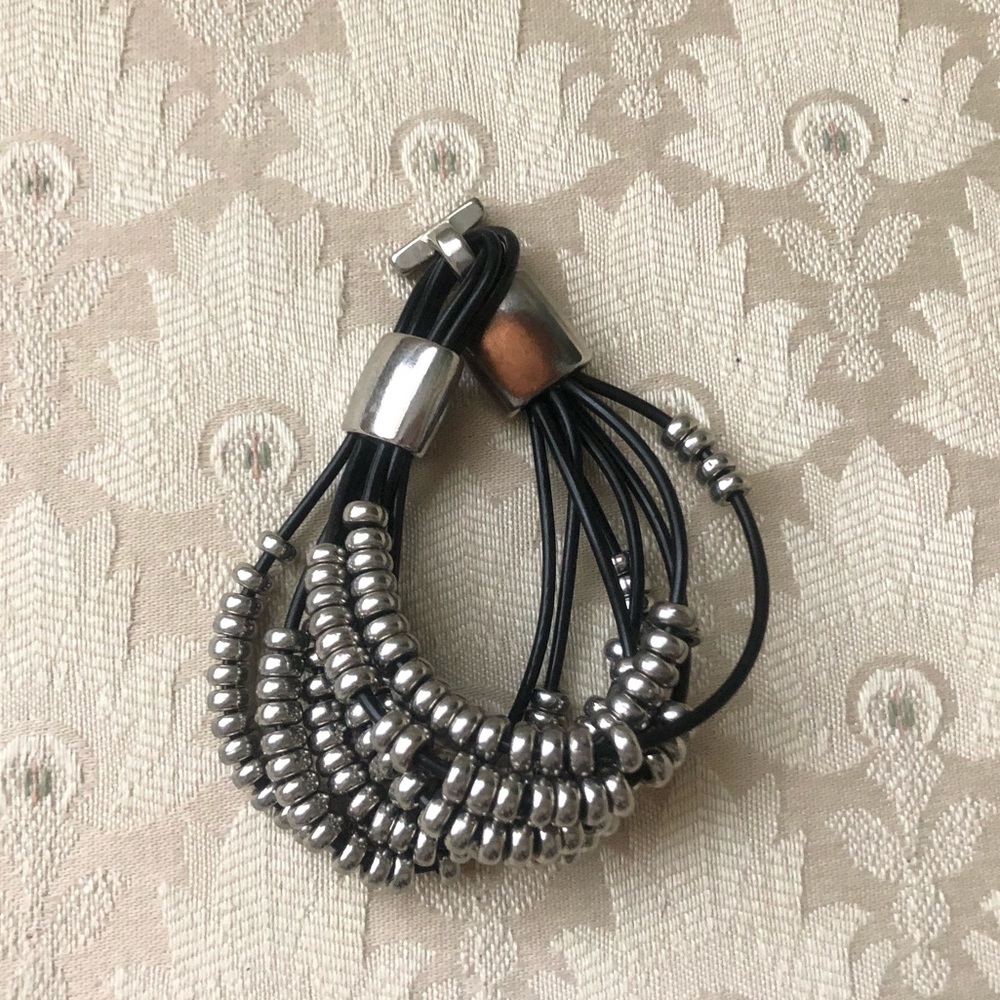 Silver Beaded Layered Bracelet